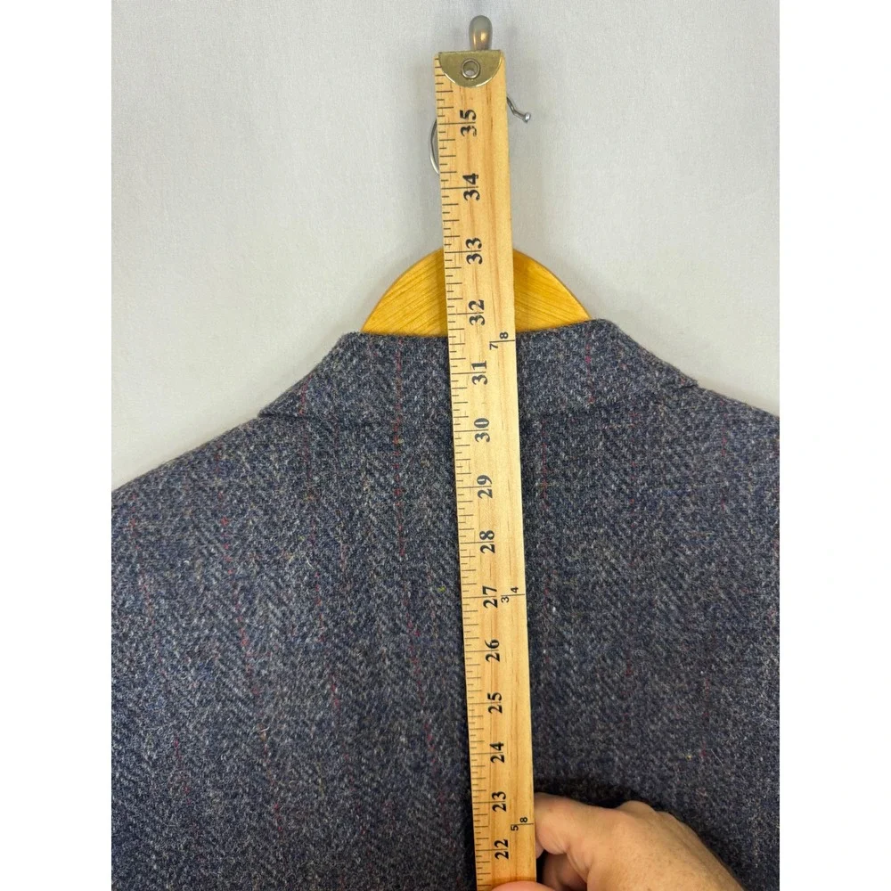 Harris Tweed The Bay Mens 44 / 42 Grey Herringbone Wool Blazer Sport Coat